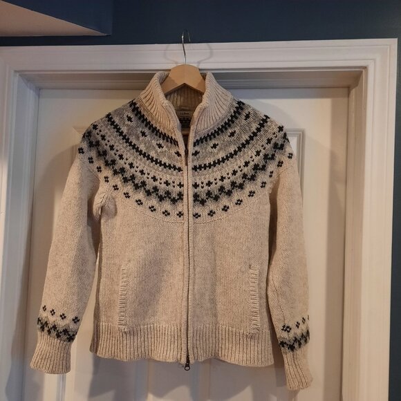 L.L. Bean Sweaters - L.L. Bean Sweater Womens Small Cardigan Lambs Ragg Wool Fair Isle Nordic Ski